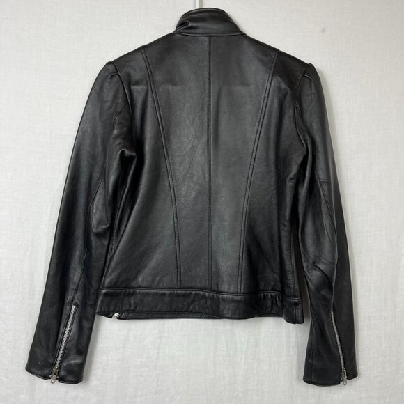 Alpinestars 100% Leather Motorcycle Jacket Womens S Side Zip Pleated Moto Black - Picture 7 of 16